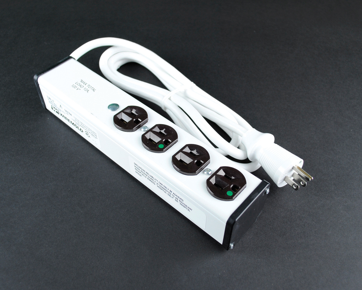 ULM4-6 Plug-In Outlet Center Unit, 120 V AC, 15 A, 4 Outlets, 6 ft L Cord, Snap-Fit Mount