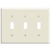 PJ3-W Midway Size Traditional Wall Plate, 3 Gangs, 6-3/4 in W x 4-7/8 in H, Thermoplastic, White
