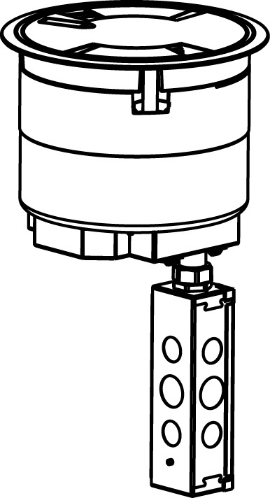 8ATC2PGY Evolution 8AT Pre-Wired Recessed Poke-Through Assembly With Surface Style Cover, 8 in Hole, 5 Gangs, 24.5 cu-in Capacity, Plastic/Steel