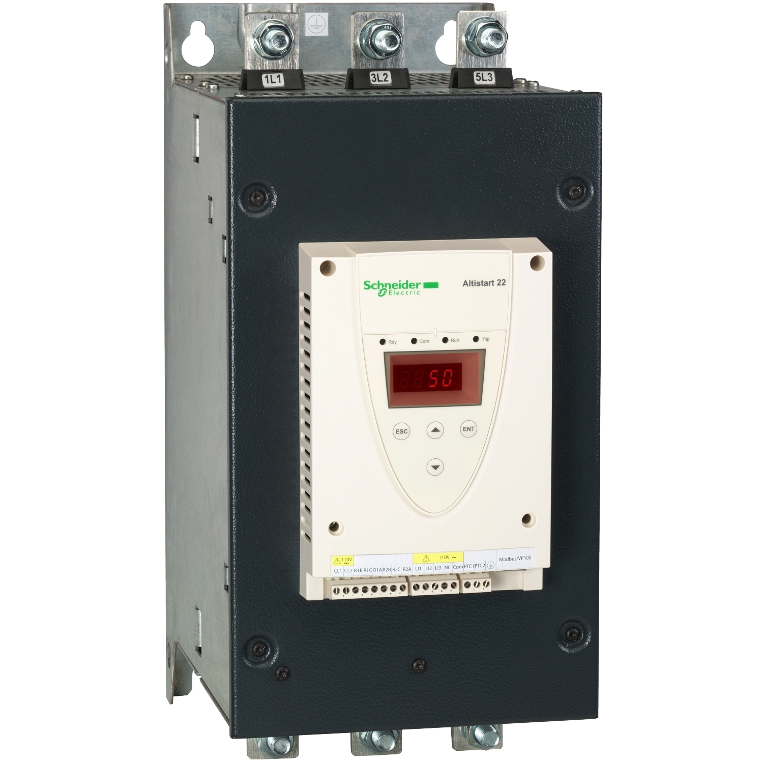 ATS22C25S6U Altistart 22 Integrated Bypass Soft Starter With Heat Sink, 110 VAC V Coil, IP00 Enclosure