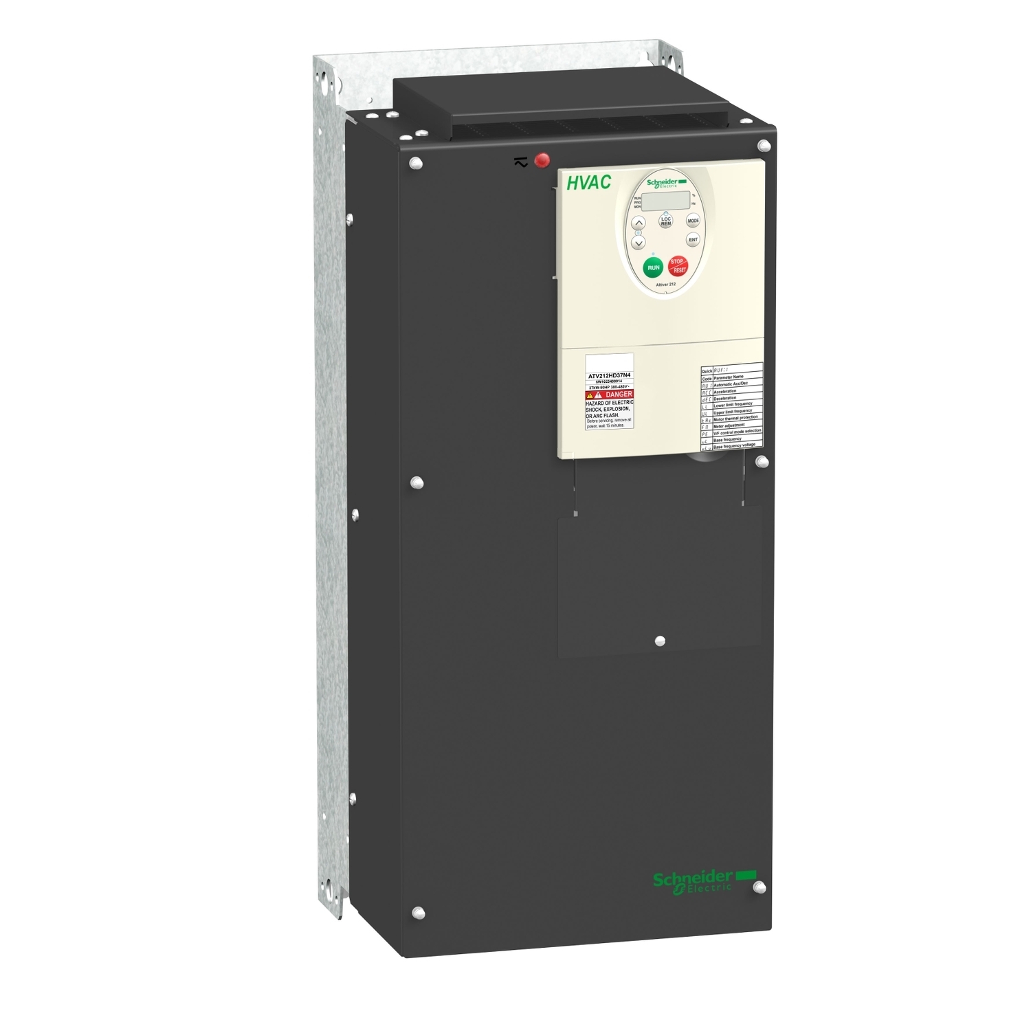 ATV212HD45N4 Altivar 3-Phase AC Variable Speed Drive With Heat Sink, 400/480 V AC, 94 A, 60 hp, 9.45 in W x 9.61 in D