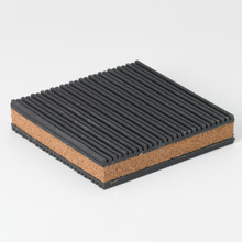 CNP-81 Non-Skid Cork Ribbed Vibration Pad, 4050 lb Max Steady, 9 in L x 9 in W x 1 in H, Ribbed Neoprene/Steel