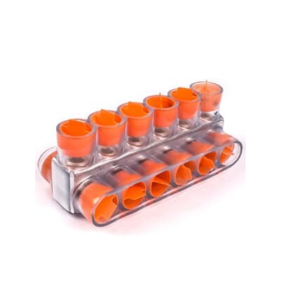 CSB-250-6 Homac 2-Way 6-Outlet Dual Rated Encapsulated Multi-Tap Cable Block, Stranded Aluminum/Copper Conductor, Aluminum