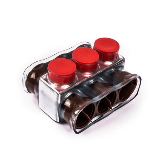 CSB-750-3 Homac 2-Way 3-Outlet Dual Rated Encapsulated Multi-Tap Cable Block, Aluminum/Copper Conductor, Aluminum