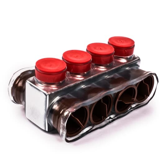 CSB-750-4 Homac 2-Way 4-Outlet Dual Rated Encapsulated Multi-Tap Cable Block, Aluminum/Copper Conductor, Aluminum