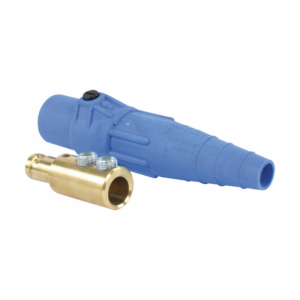 E-Z1016-8366 Cam-Lok J Series 1-Pole Non-Vulcanized Male Plug, 600 VAC/VDC, 400 A, 2 to 4/0 AWG Wire, Double Setscrew Connection, NEMA 3R/4 NEMA Rating