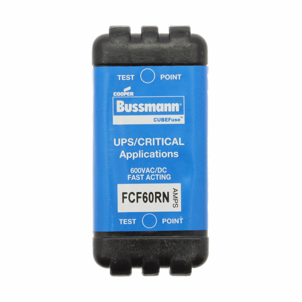 FCF60RN CUBEFuse Fast Acting Current Limiting Finger Safe Low Voltage Fuse, 60 A, 600 V AC/DC, 50/300 kA Interrupt, Class: CF, Rectangular Body