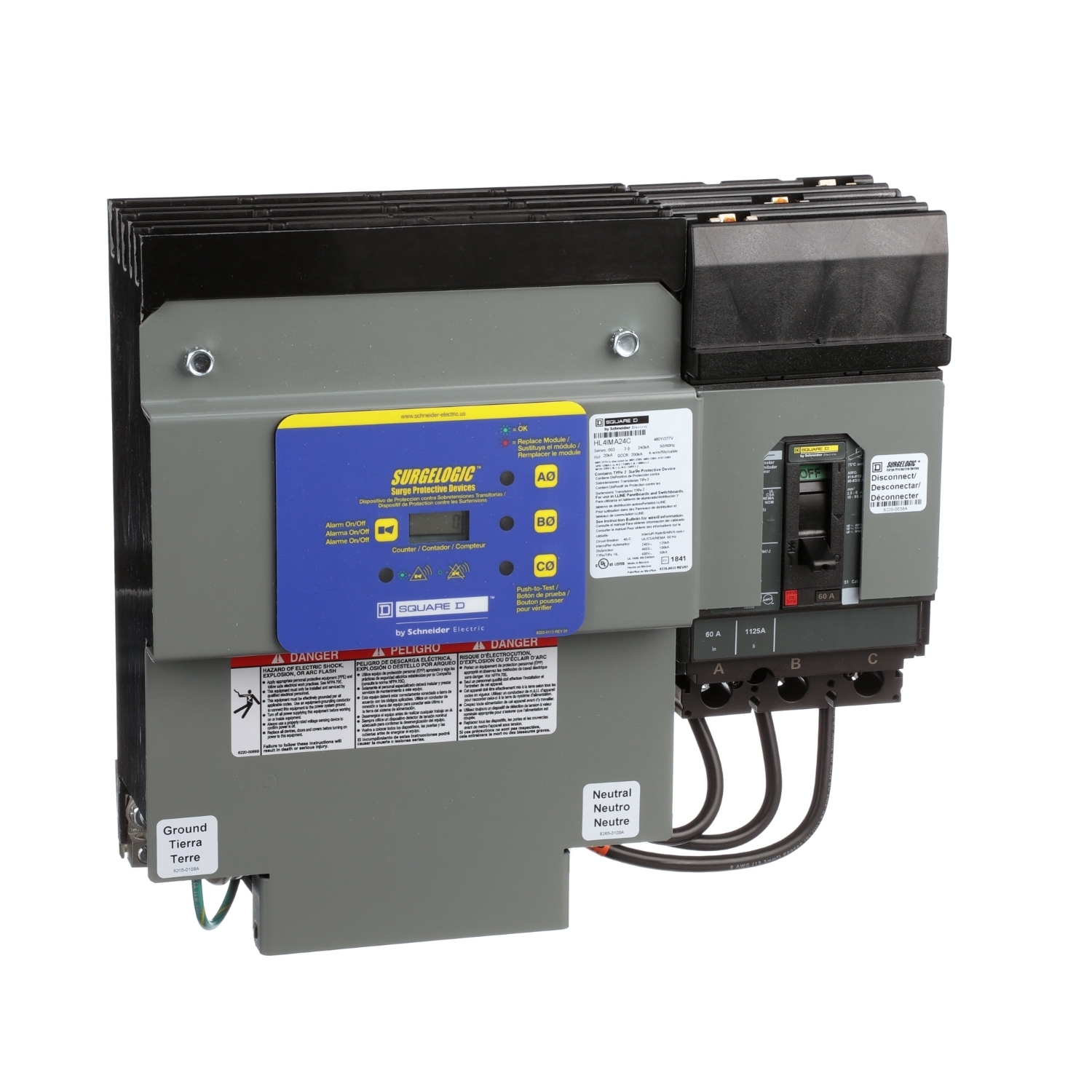 HL4IMA24C Surgelogic SPD Load Center Surge Protective Device, 120Y/240 V AC, 50/60 Hz, 3 Poles, 3 Phase