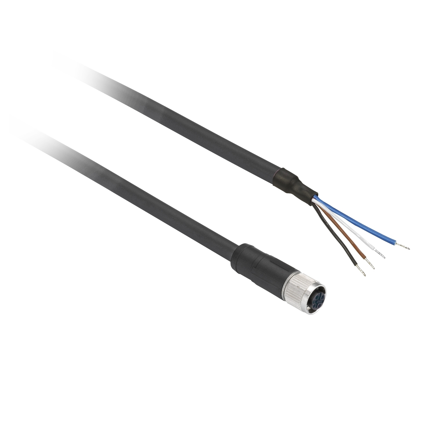 XZCP0941L10 OsiSense XZ Screw-On Pre-Wired Connector, 60 VAC, 75 VDC, 4-Pin M8 Jack End Connection, 10 m L, 0.34 sq-mm Conductor, PUR