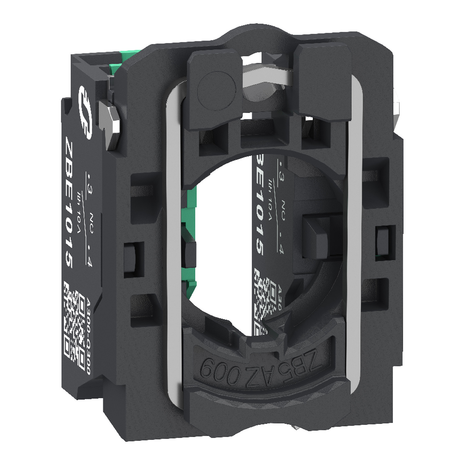 ZB5AZ1035 Harmony Standard Contact Block With Body/Fixing Collar, 22 mm, 2NO Contact, 10 A at 600 V AC Contact, Silver Alloy Contact