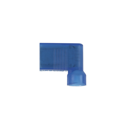DNFR14-250FIB-L Pan-Term Type DNFR-FIB Loose Piece Vibration-Resistant Female Disconnect, 14 AWG Conductor, 0.25 in W x 0.032 in THK Tab, Butted Seam/Funnel Entry Barrel, Brass, Blue, Fully Insulated
