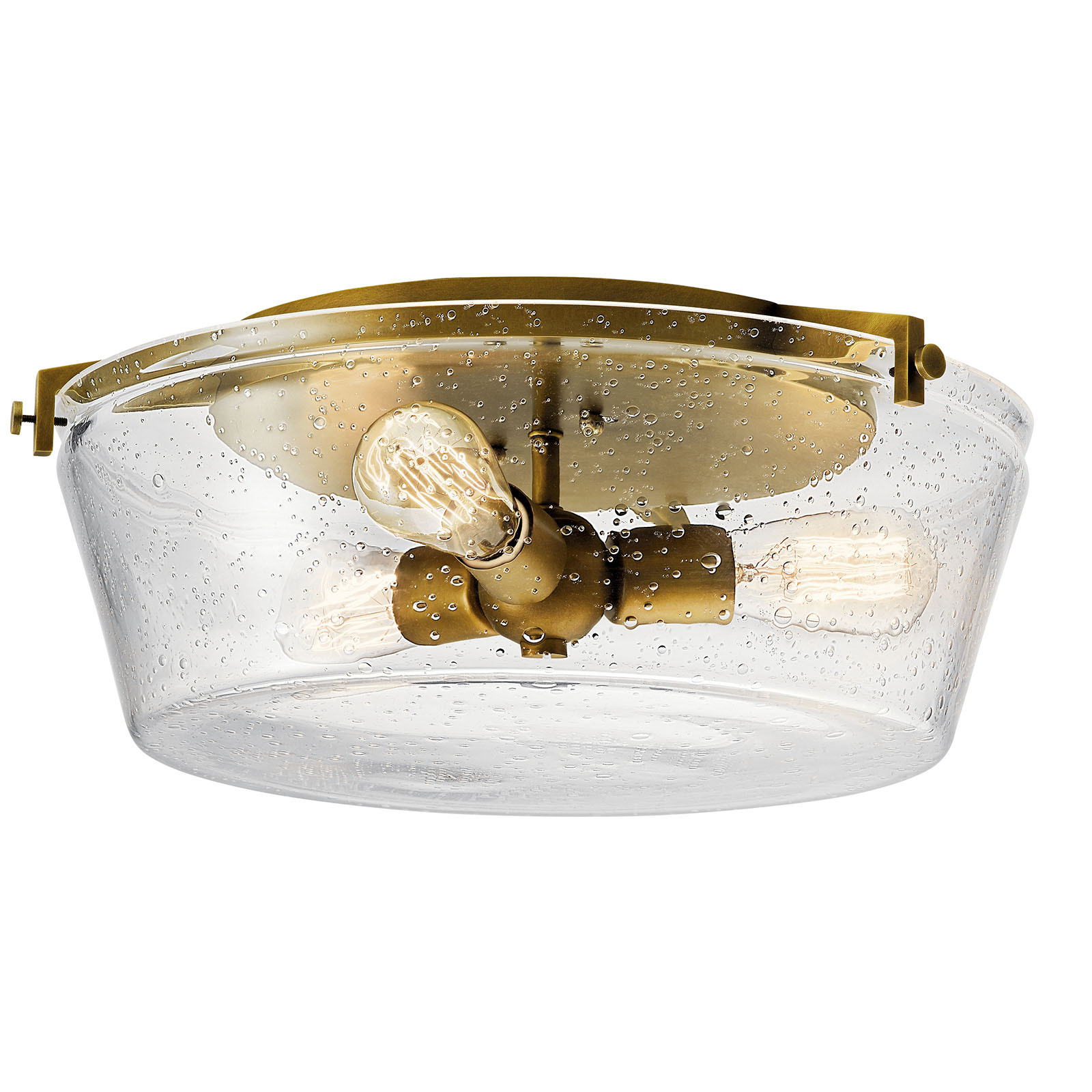 45299NBR Alton Contemporary Flush Mount Light, (3) A19 Lamp, 120 V AC, Natural Brass Housing
