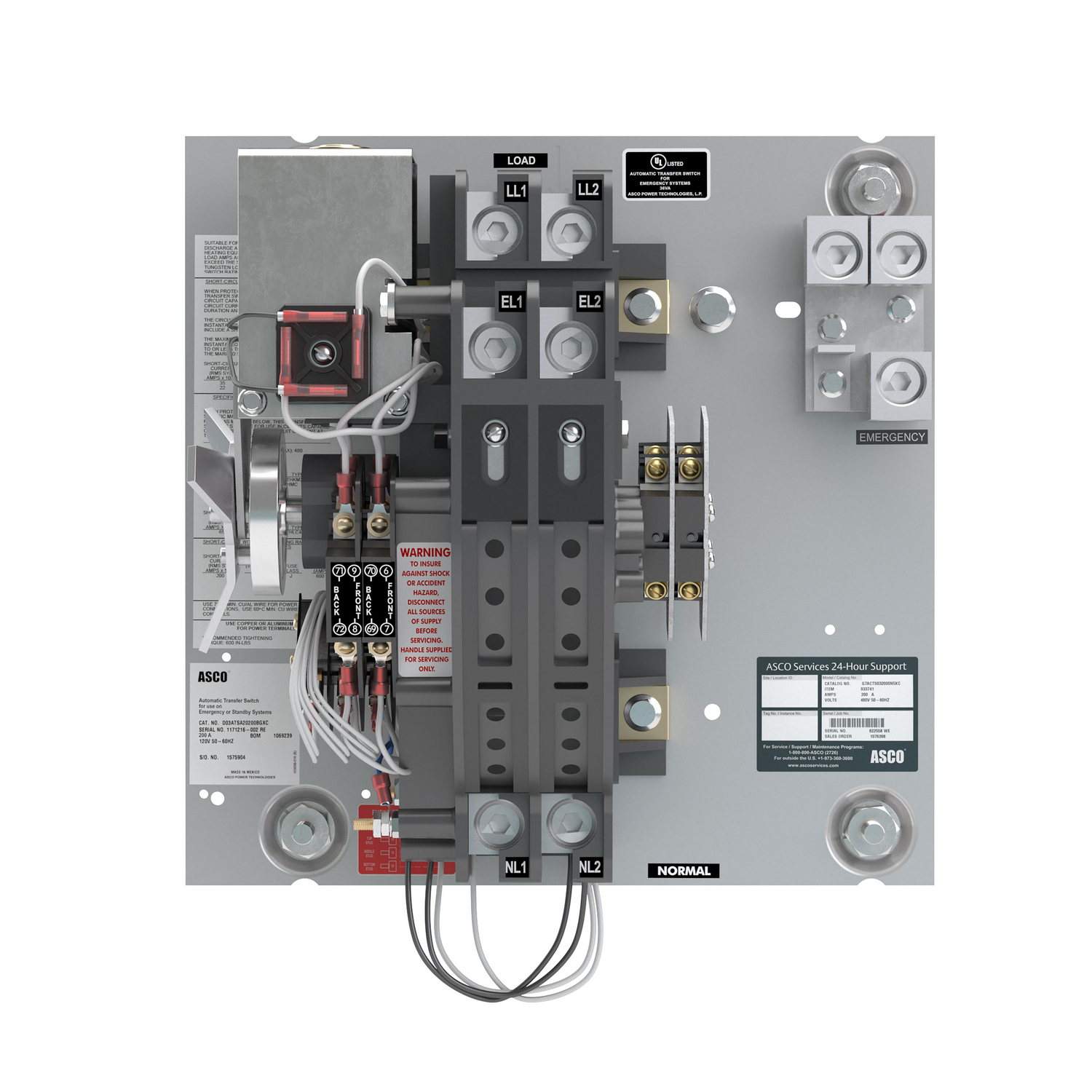 PPATS_1005078-016 ASCO 300 Series D-Frame Automatic Transfer Switch, 240 V, 200 A, 1 Phases