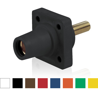 16R24-UY Rhino-Hide 90 deg Cam Type Female Taper Nose Single Pole Receptacle, 600 V AC, 400 A, 2 to 4/0 AWG Wire, Threaded/Stud Connection, NEMA 3R NEMA Rating
