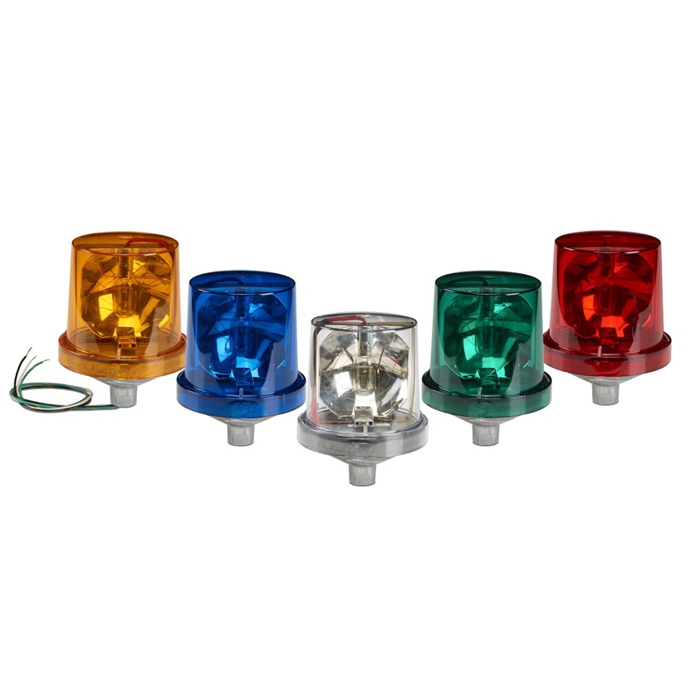 225-120R Electraray Light-Duty Rotating Warning Light, 120 V AC, Incandescent Lamp, 5-1/2 in Dia, Surface Mount, Red