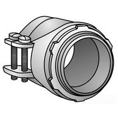 24-150 Type 24 Straight Squeeze Conduit Connector With Locknut, 1-1/2 in Trade, 1-5/8 to 1-7/8 in Cable Openings, For Use With Armored/FMC Cable, Malleable Iron, Zinc Electroplated