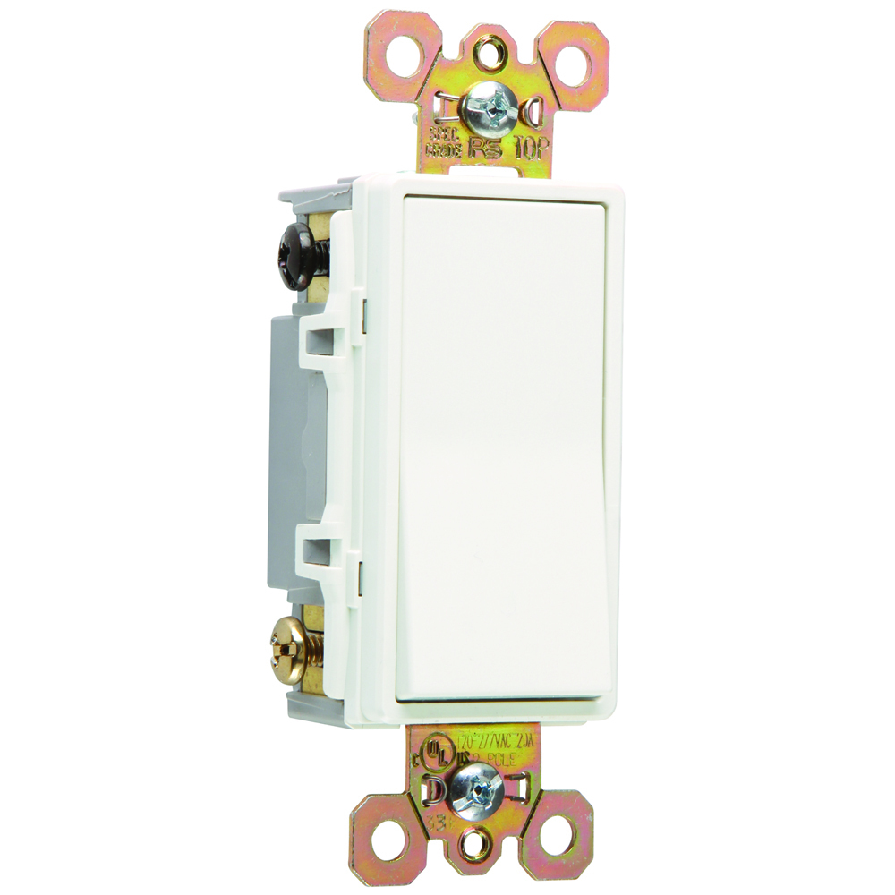 2622W 20 Amp 120V/277V Double Pole Decorator Paddle Switch, White
