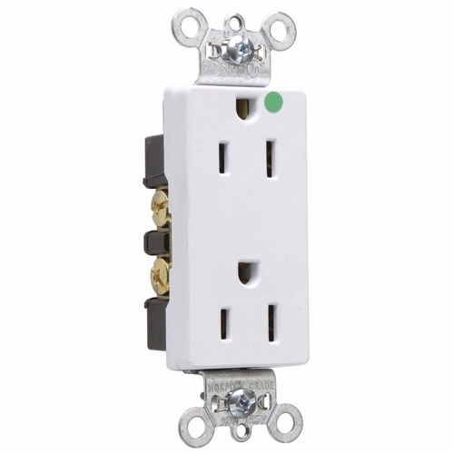 26262HGW 15 Amp 125V Heavy Duty Hospital-Grade Decorator Duplex Receptacle, Back and Side Wire, White