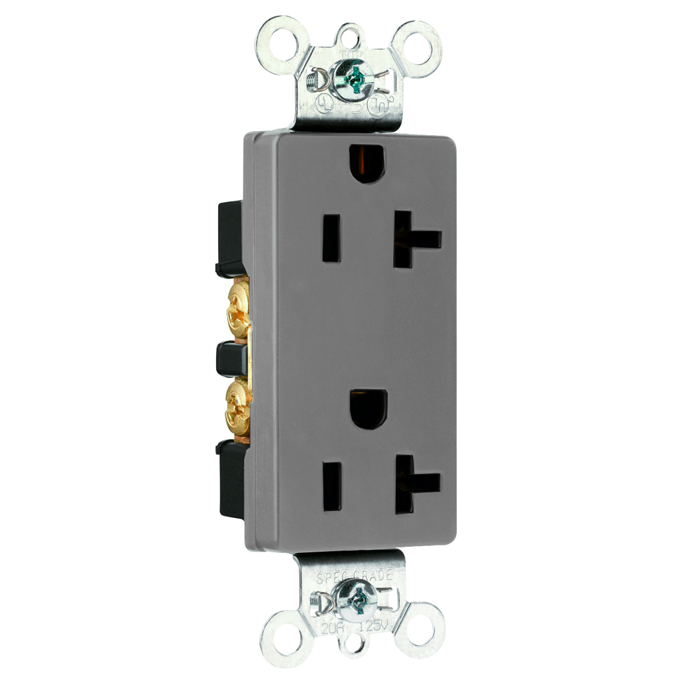26352GRY 20 Amp 125V Heavy Duty Decorator Duplex Receptacle, Gray