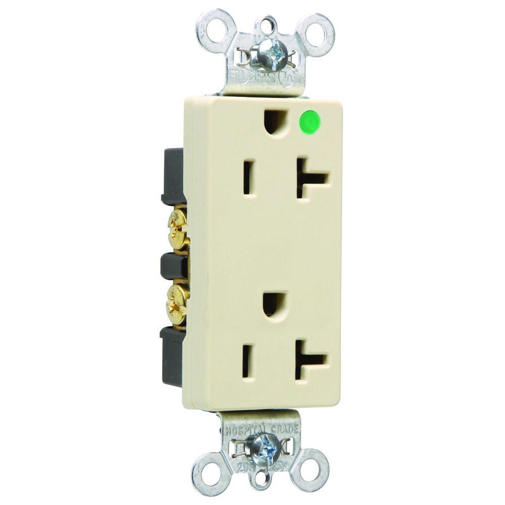 26362HGI 20 Amp 125V Heavy Duty Hospital-Grade Decorator Duplex Receptacle, Ivory