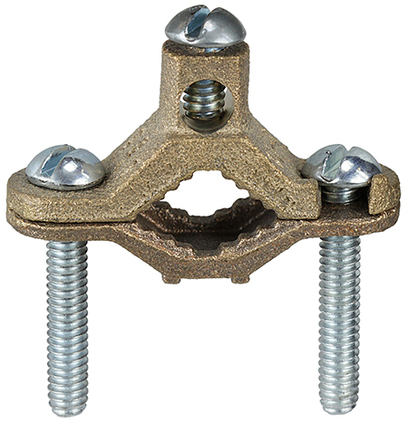 27 High Strength Bare Grounding Clamp With Screw, 10 to 2 AWG Conductor, Bronze