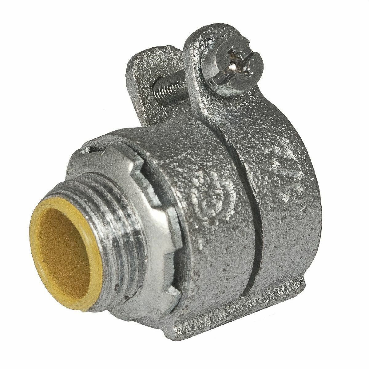 3304 Insulated Straight Squeeze Conduit Connector, 1 in Trade, 1 in Cable Openings, Malleable Iron, Electro-Plated Zinc