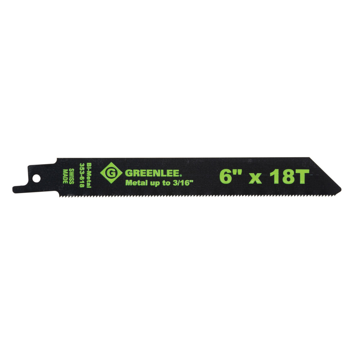 353-618 Straight Reciprocating Saw Blade, 6 in L x 3/4 in W, 18, Bi-Metal Body