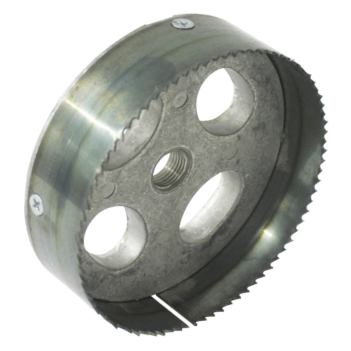 35712 Recessed Light Hole Saw, 4-3/8 in Dia, 7/8 in D Cutting, Steel Cutting Edge, 7/16 in Arbor