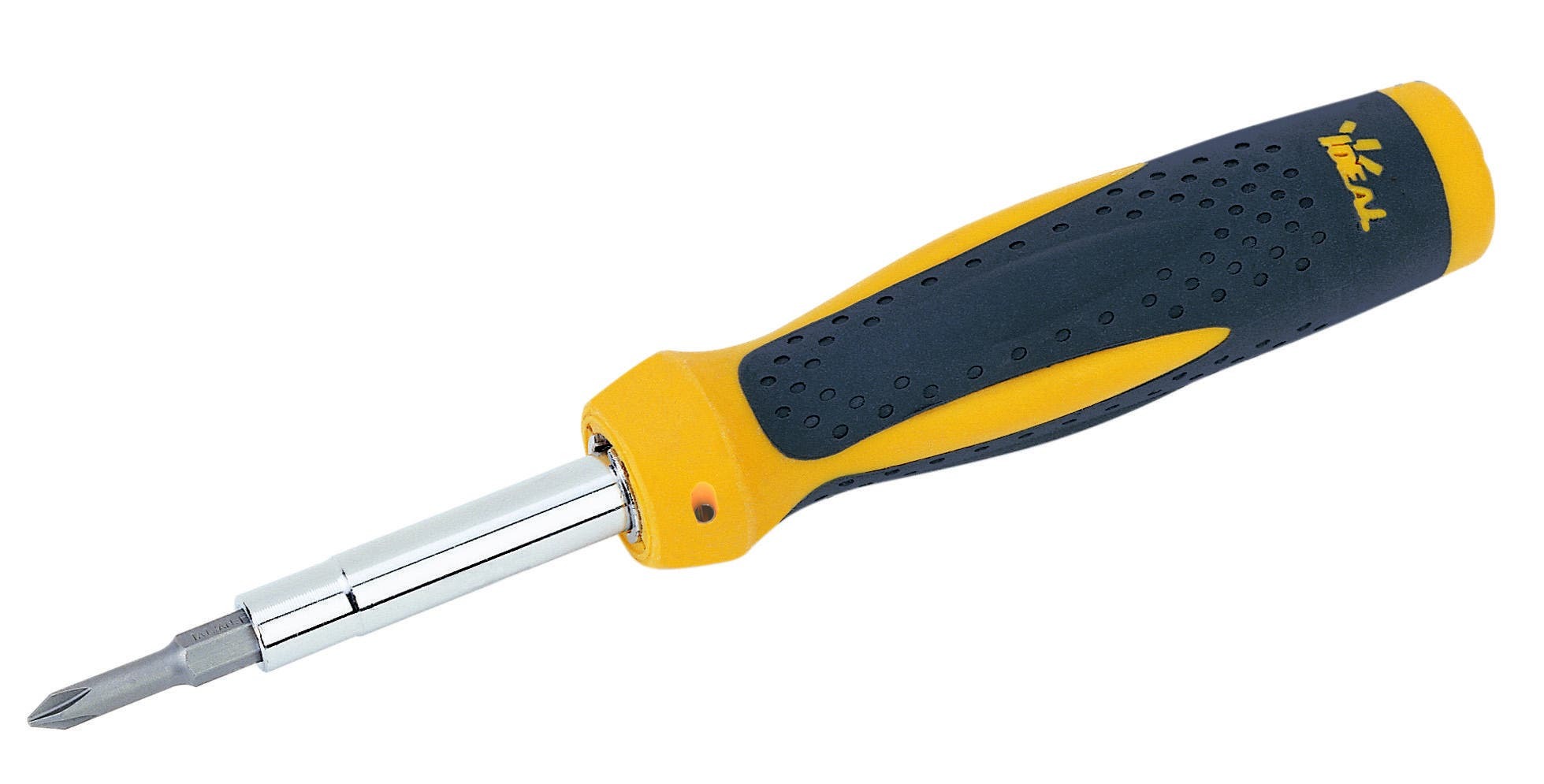 35-908 Twist-a-Nut 7-in-1 Heavy Duty Screwdriver and Nutdriver, #1, #2, 1/4 in, 3/16 in, 1/4 in, 5/16 in Phillips/Slotted Point, 8-1/2 in OAL, Santoprene Handle