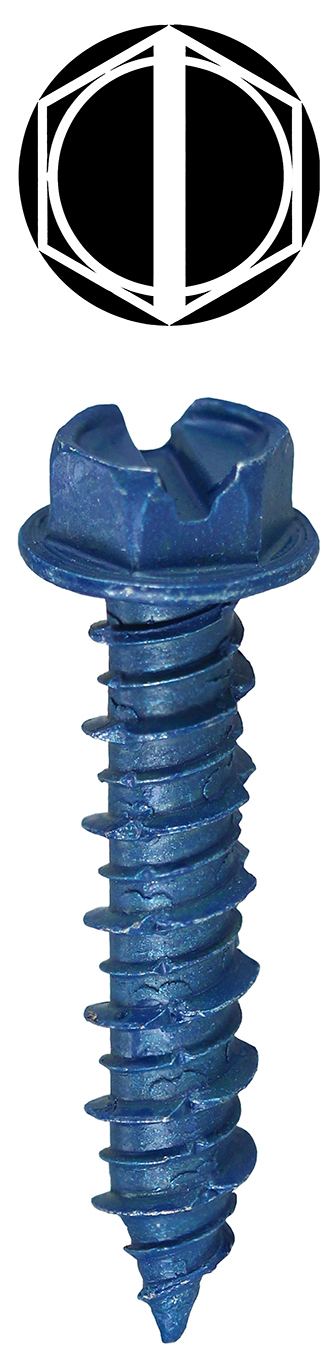 36H134 4560 Concrete Anchoring Screw, 3/16 in Dia, 1-3/4 in OAL, Hex/Slotted Head Drive, Galvanized Steel