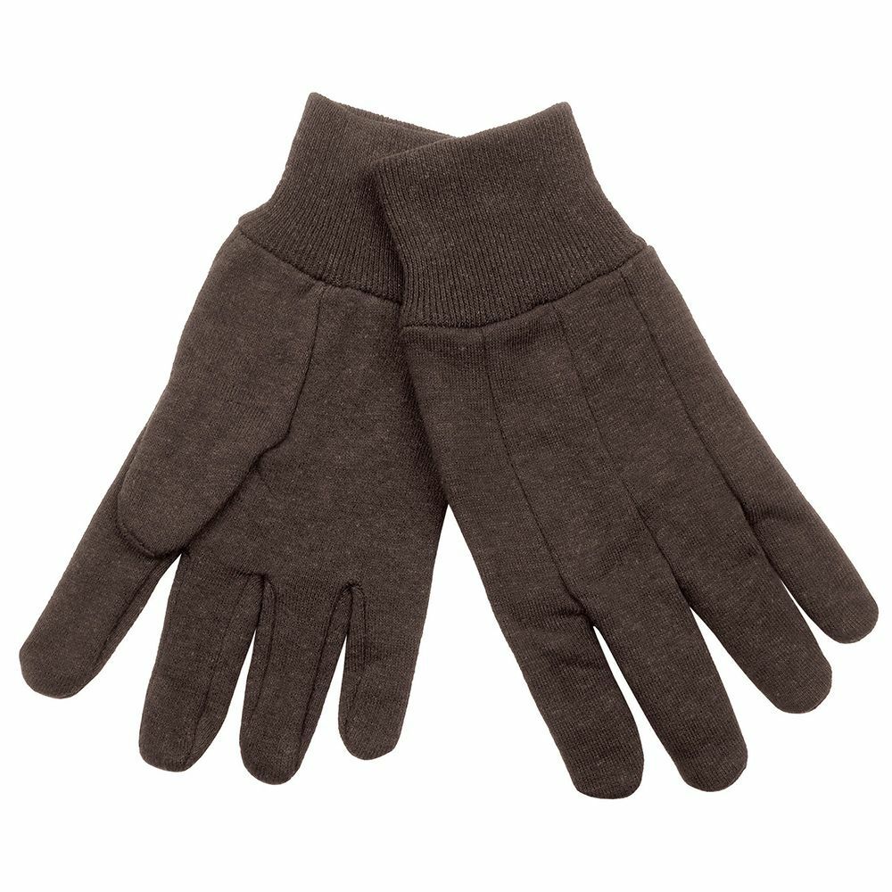 40002 Heavy weight Gloves, Work, Straight Thumb Style, Universal, Cotton Jersey, Dark Brown, Knit Wrist Cuff, Fleece Lining