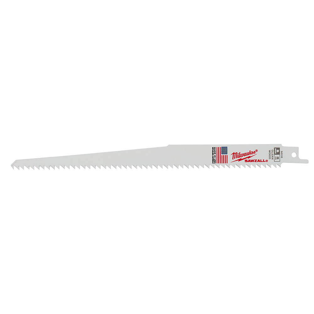 48-00-5016 Sawzall Fleam Ground Tapered Back Reciprocating Saw Blade, 9 in L x 3/4 in W, 6 TPI, Bi-Metal Body, Universal/Toothed Edge Tang