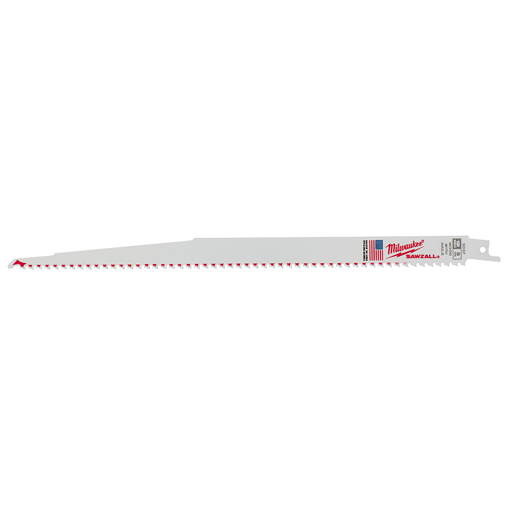 48-00-5037 Sawzall Heavy Duty High Performance Tapered Back Reciprocating Saw Blade, 12 in L x 3/4 in W, 5 TPI, Bi-Metal Body, Universal/Toothed Edge Tang