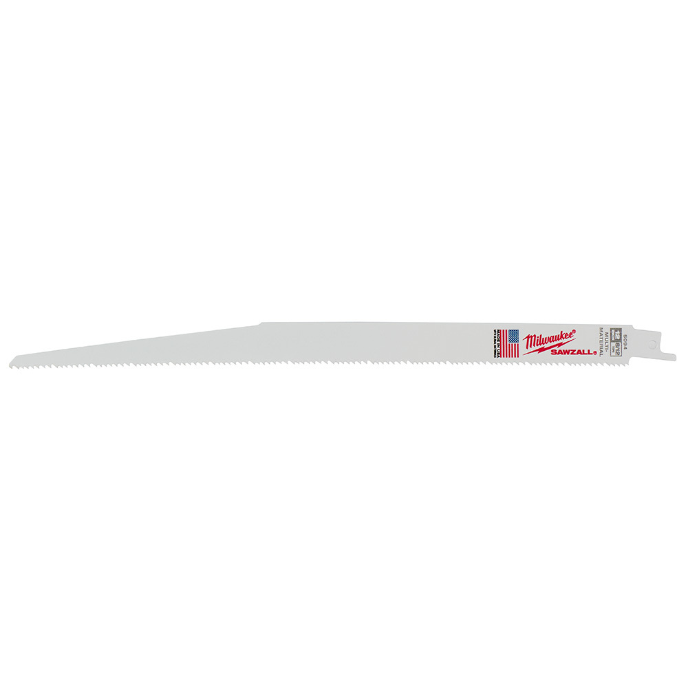 48-00-5094 Sawzall Straight Back Thin Kerf Reciprocating Saw Blade, 12 in L x 3/4 in W, 8/12 TPI, Bi-Metal Body, Universal/Toothed Edge Tang