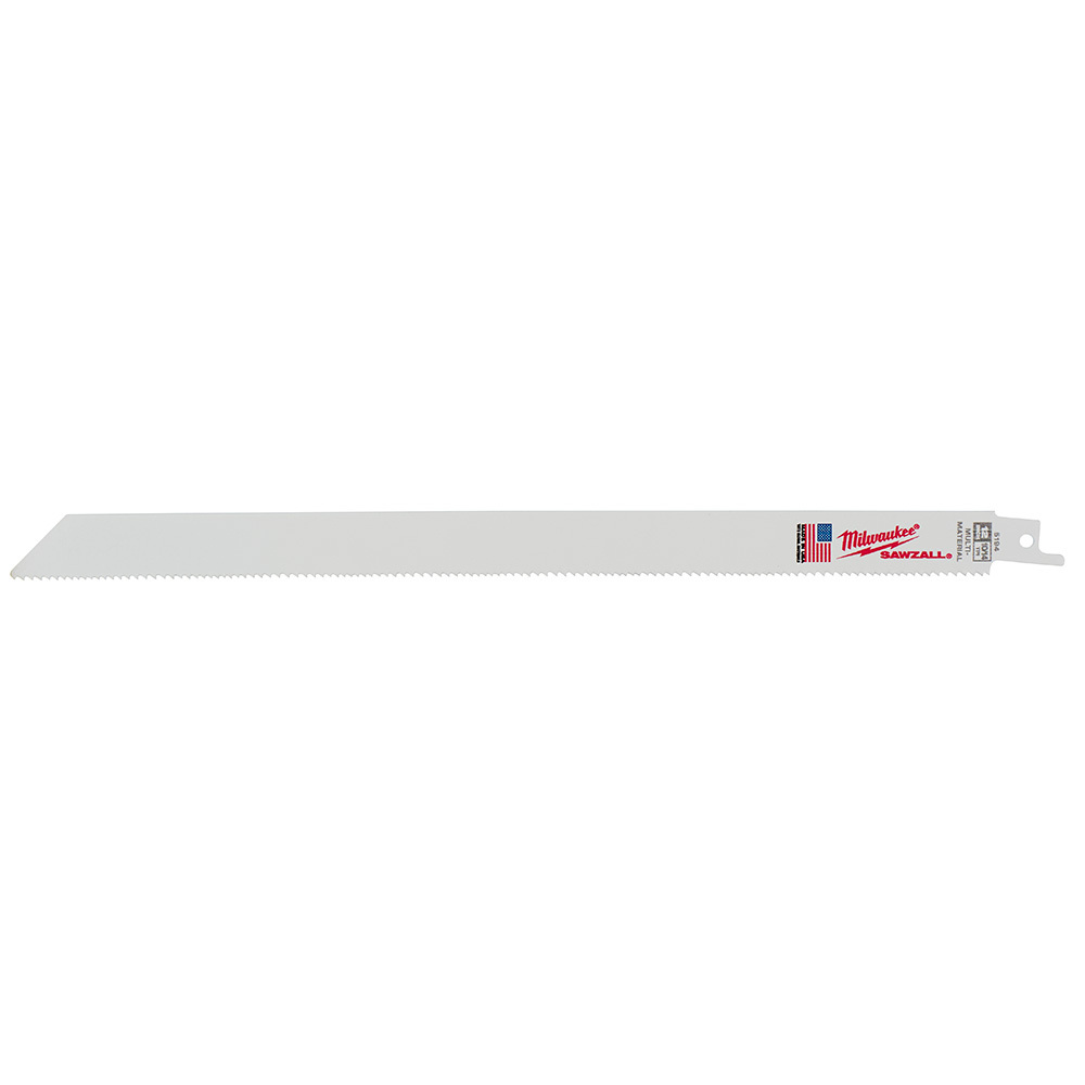 48-00-5194 Sawzall Heavy Duty High Performance Straight Back Reciprocating Saw Blade, 12 in L x 5/8 in W, 10/14 TPI, Bi-Metal Body, Universal/Toothed Edge Tang