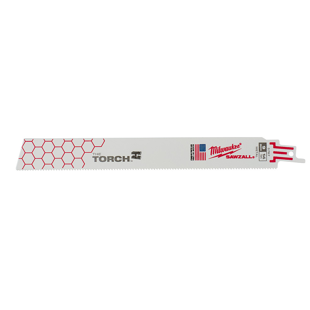 48-00-5787 Sawzall The Torch Demolition Straight Back Reciprocating Saw Blade, 9 in L x 1 in W, 14 TPI, Bi-Metal Body, Universal/Toothed Edge Tang