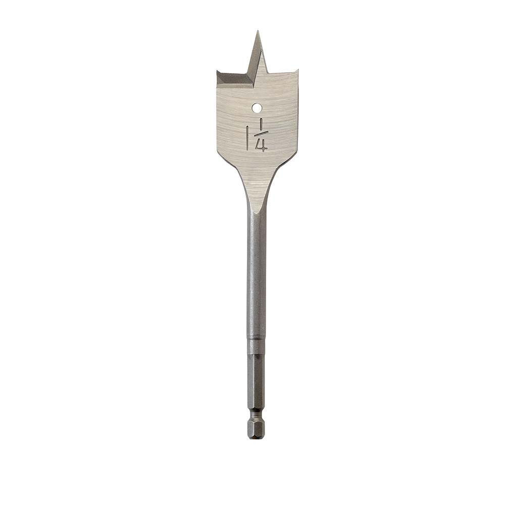 48-27-1251 Heavy Duty Flat Boring Bit, 1-1/4 in Dia, 6-3/8 in OAL, Flat Flute, 1/4 in Shank