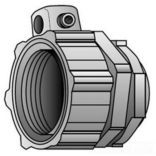 4Q-250L Ground-Tite Concretetight Liquid Tight Oiltight Positive Grounding Raintight Conduit Connector With Lug, 2-1/2 in Trade, 1 to 4/0 AWG Cable Openings, Straight, Malleable Iron, Zinc Electroplated