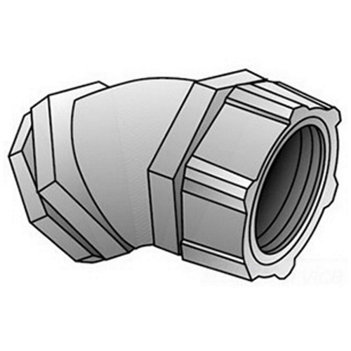 4Q-4400 Concretetight Liquid Tight Oiltight Raintight Conduit Connector, 4 in Trade, 45 deg, Malleable Iron, Zinc Electroplated