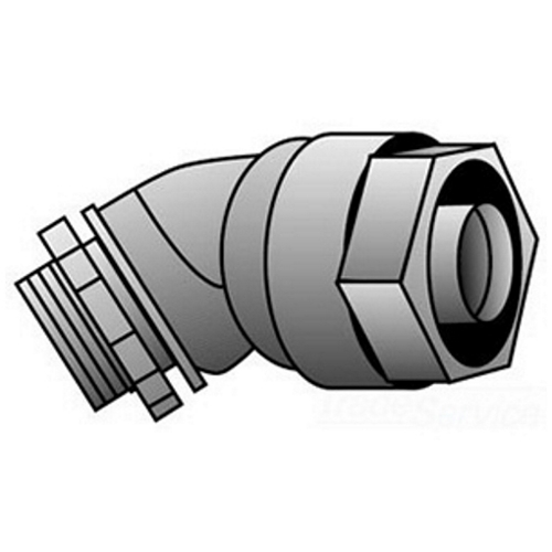 4Q-450T Concretetight Liquid Tight Oiltight Raintight Conduit Connector With Insulated Throat, 1/2 in Trade, 45 deg, Malleable Iron, Zinc Electroplated