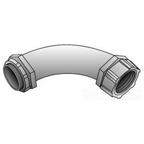 4Q-9250 Concretetight Liquid Tight Oiltight Raintight Conduit Connector, 2-1/2 in Trade, 90 deg, Malleable Iron, Zinc Electroplated