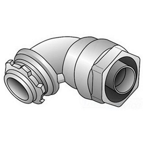 4Q-975T Type 4Q-T Liquid Tight Conduit Connector, 3/4 in Trade, 90 deg, Malleable Iron, Zinc Electroplated