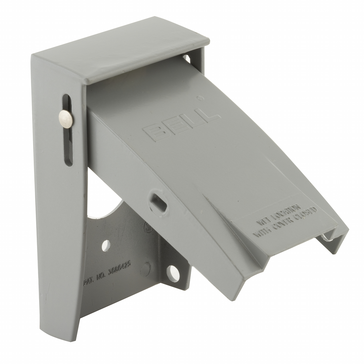 5031-0 Weatherproof Flip Cover, 1.406 in Dia, 2-3/4 in L x 2-3/4 in W x 1-1/8 to 4-7/16 in D, Flip/Snap/(1) 1.406 in Receptacle Cover, Die Cast Aluminum