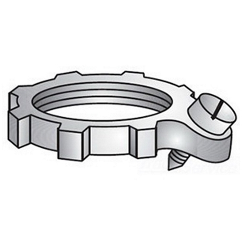 104 Standard Type 101 Bonding Wedge Locknut, 1-1/4 in, For Use With EMT/Rigid Conduit Fittings, Malleable Iron, Zinc Plated