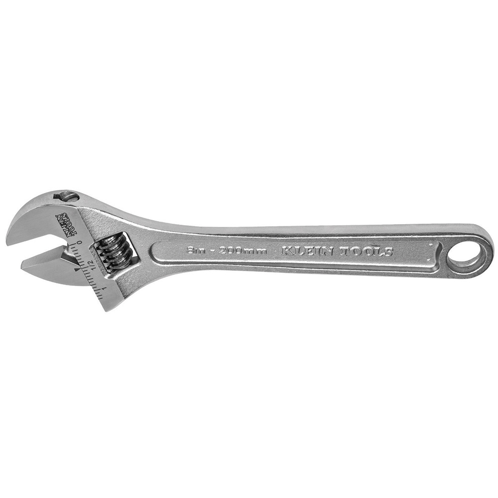 507-8 Extra Capacity Non-Insulated Adjustable Wrench, 1-1/8 in, Polished Chrome, 8-1/8 in OAL, Forged Alloy Steel Body, Forged Alloy Steel