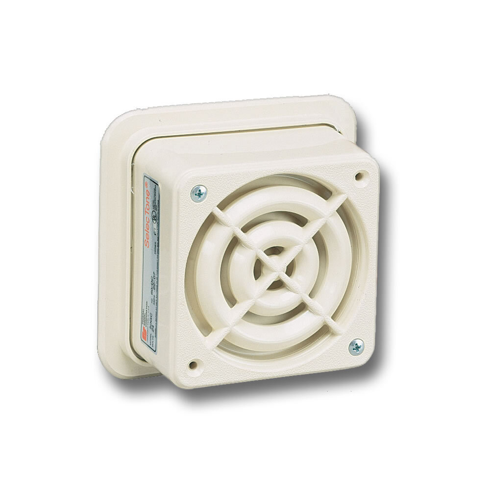 50GC-024BG SelecTone 50GC Audible Signaling Device, 24 V AC/DC, 0.09/0.29 A, 64 to 88 dB Sound, Outdoor, Surface Mount, White, ARRA Compliant|BAA Compliant|cUL Listed|UL Listed|CSFM Approved