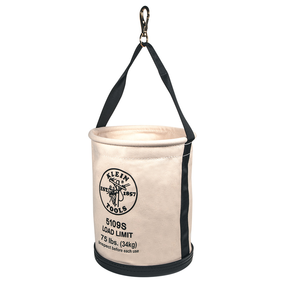 5109S Wide Opening Straight Wall Bucket, 15 in H, 1 Pocket, #6 Canvas, Off-White