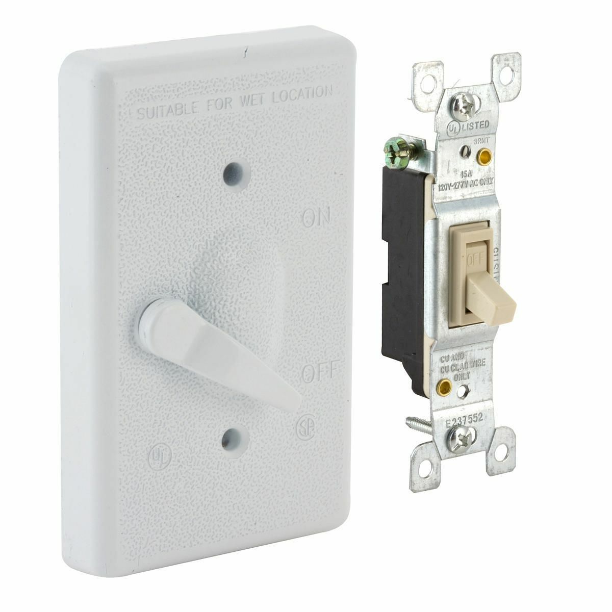 5121-1 1-Pole Weatherproof Lever Switch Cover, 2-53/64 in L x 39/64 in W x 4-39/64 in D, Die Cast Aluminum
