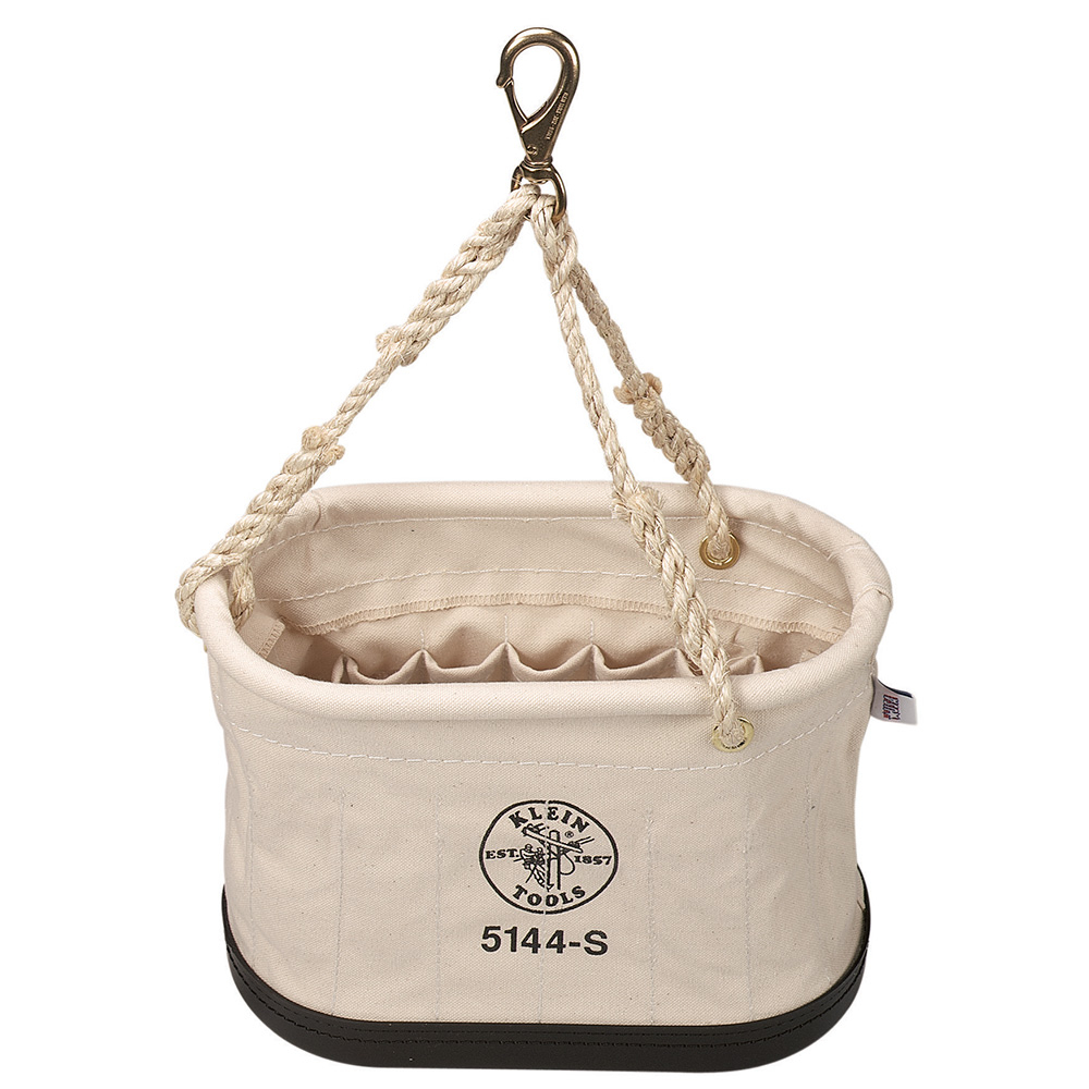 5144S Oval Bucket, 10 in H x 7 in W x 5 in D, 15 Pockets, #6 Canvas, Off-White