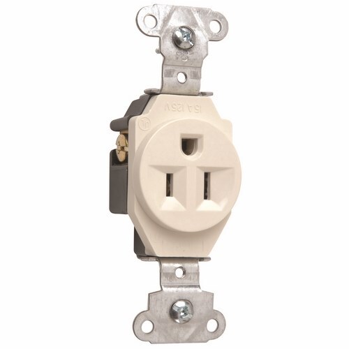 5251LA 15 Amp 125V  Single Receptacle, Side Wire, Light Almond